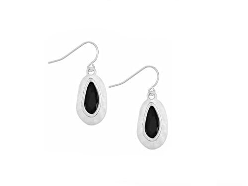 the sak Silver Tone Crystal Black Inset Drop Earrings