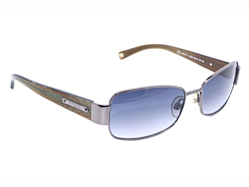 Anne Klein Gunmetal and Transparent Honey Rectangular Frame / Gray Gradient Lenses Sunglasses