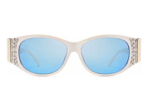 BEBE White Wrap Around Frame / Blue Lenses Sunglasses