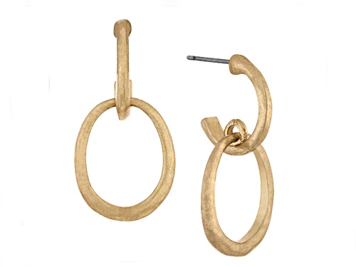 the sak Women's Gold Tone Post Back Double Hoop Earrings