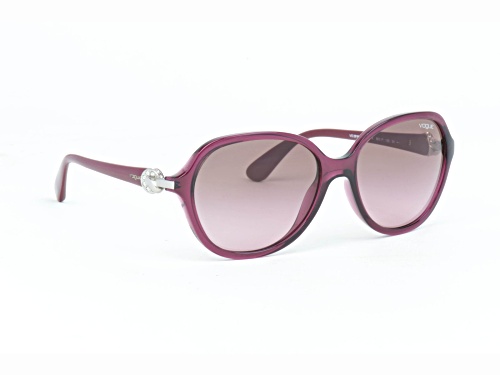Vogue Translucent Purple Round Frame with Crystal Accent / Gray Gradient Lenses Sunglasses