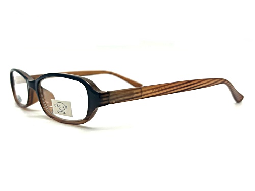 OSCAR Optix by OSCAR de la Renta Striated Brown Rectangular Eyeglasses Readers +1.00