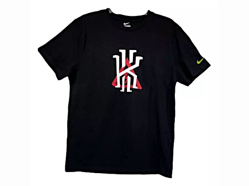 Nike Men's Black Crew Neck T-Shirt with Red and White Collectable Logo in Size Large
