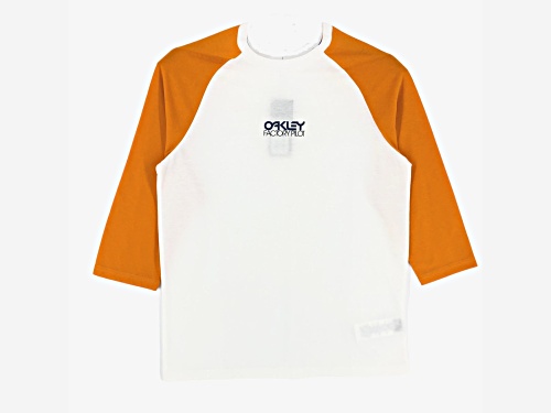 Oakley Men's White and Orange Factory Pilot 3/4 Sleeve Crew Neck Short in Size XXL