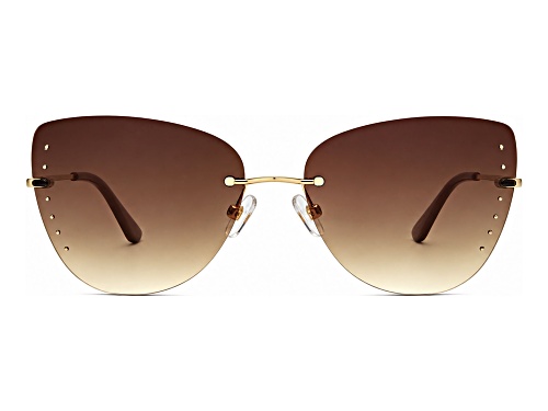 BEBE Gold Cat Eye Frame / Brown Gradient Lenses Sunglasses