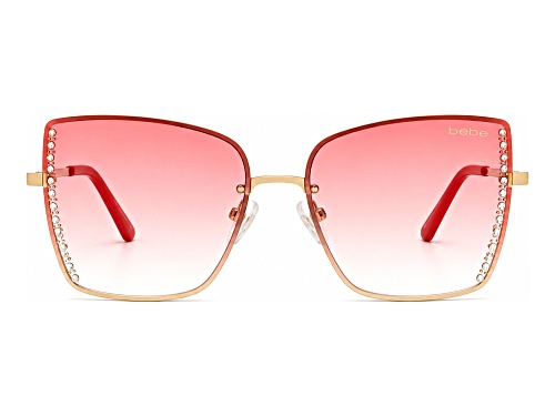 BEBE Light Gold Square Frame / Pink Gradient Lenses Sunglasses