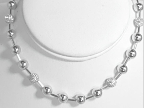 Rebecca Minkoff Silver Tone Pave Sphere Necklace - Size 16