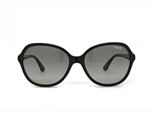 Vogue Black with Crystal Accent Round Frame / Gray Gradient Sunglasses
