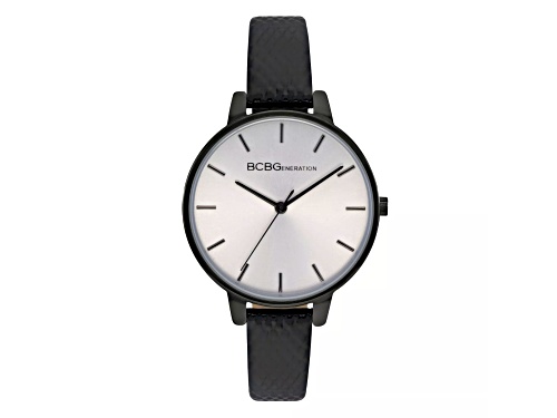 Women's BCBGeneration Black Tone Black Leather Band Watch