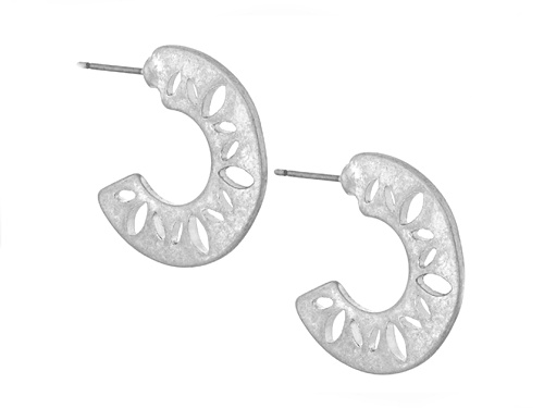 the sak Silver Tone Perforated Detail Hoop Earrings