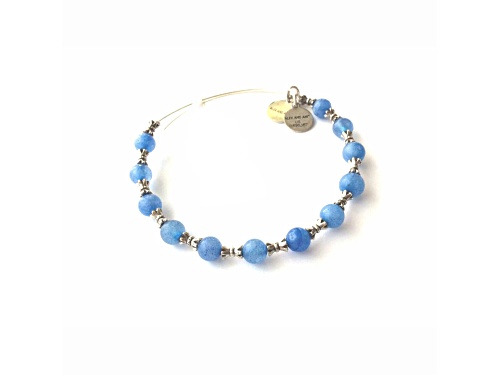 Alex and Ani Harbor Navy Crystal Beaded EWB Rafaelian Silver Bracelet - Size 7