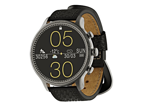 Wrangler Smart Watch WRZ20-211BW Round Antique Silver Tone with Black Basket Weave Strap