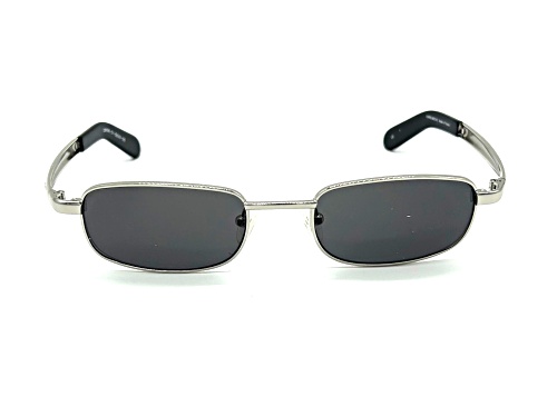 Caroline B.K. Silver Tone Rectangular Frame / Dark Gray Lenses Sunglasses