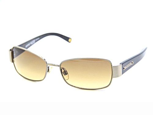 Anne Klein Anqitue Gold Tone Wrap Around Frame / Brown Lenses Sunglasses