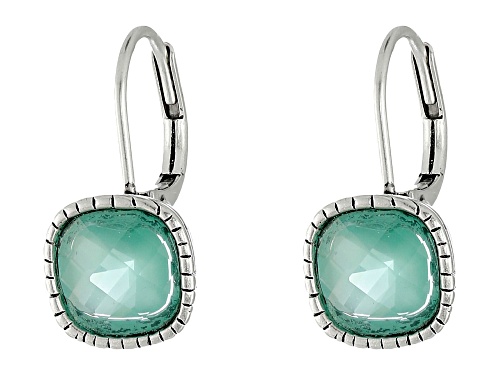 the sak Silver Tone Cushion Cut Aqua Crystal Drop Earrings