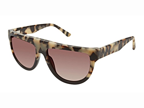L.A.M.B. by Gwen Stefani Square Ivory Frame / Brown Lenses Sunglasses