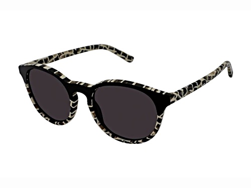 L.A.M.B. by Gwen Stefani Round Black and White Frame / Gray Lenses Sunglasses