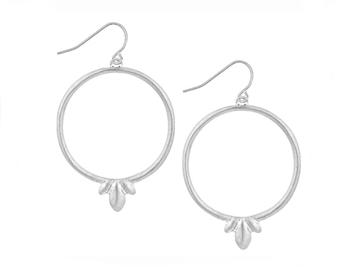 the sakTrefoill Silver Tone Hoop Drop Earrings