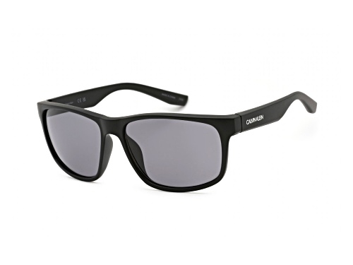 Calvin Klein Men's Matte Black Rectangular Frame / Smoke Lenses Sunglasses