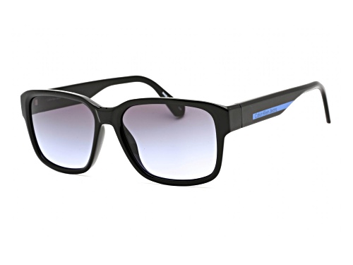 Calvin Klein Men's Black Rectangular Frame / Gray Violet Gradient Lenses Sunglasses