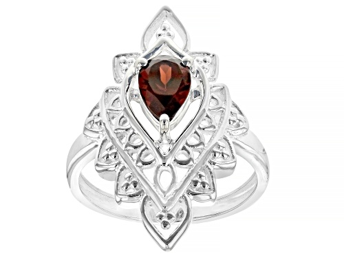 Photo of Artisan Collection of India™ .75ct Pear Shape Garnet "January Birthstone" Silver Ring - Size 7