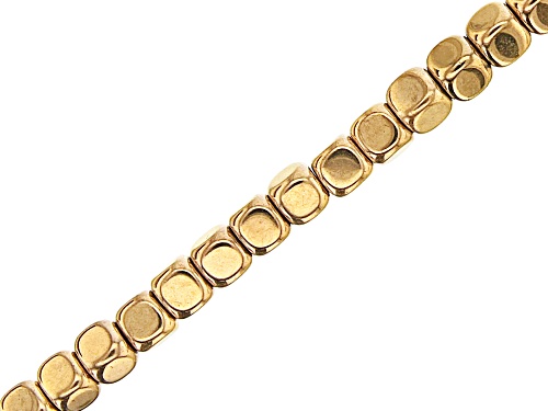 Photo of Gold Tone Coated Hematine Appx 4mm Cube Eyeglass and Mask Chain in Gold Tone Appx 28" in Length