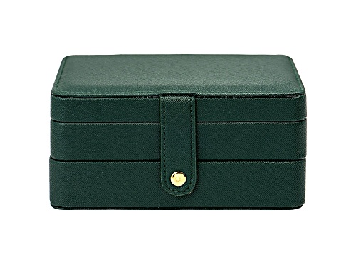 Green 3 Layer Jewelry Box appx 6.7x4.7x3.14"