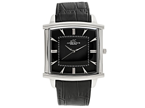 Photo of Adee Kaye™ Gent's Stainless Steel Black Tone Dial And Black Leather Band Watch