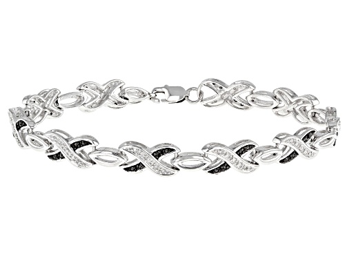 Photo of 0.33ctw Black And White Diamond Sterling Silver Bracelet - Size 7.25