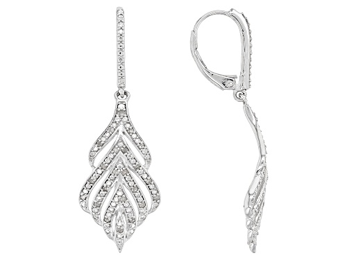 .25ctw White Diamond Rhodium Over Sterling Silver Dangle Earrings