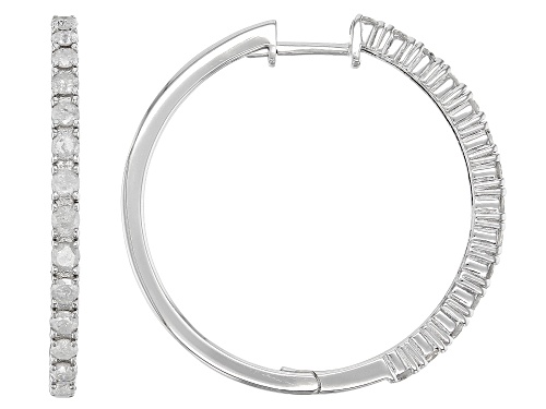 Photo of 0.50ctw White Diamond Rhodium Over Sterling Silver Hoop Earrings