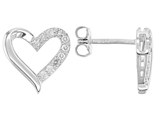 Photo of 0.25ctw White Diamond Rhodium Over Sterling Silver Heart Stud Earrings