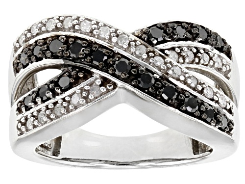 Photo of 0.33ctw White and Black Diamond Rhodium Over Sterling Silver Ring - Size 9