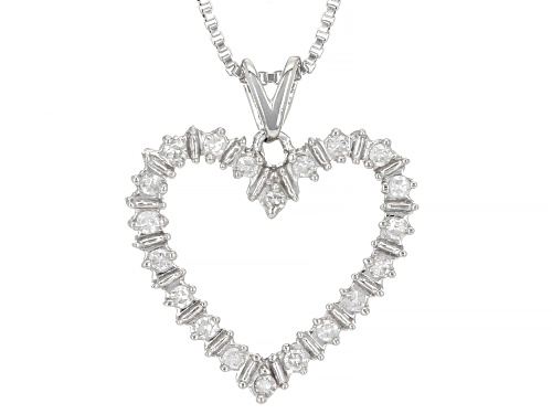 Photo of 0.10ctw Round White Diamond Rhodium Over Sterling Silver Heart Pendant With Chain