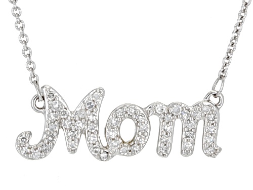 Photo of 0.25ctw Round White Diamond Rhodium Over Sterling Silver 'Mom' Necklace