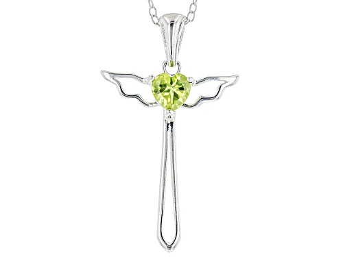 Photo of 0.41ct Manchurian Peridot Rhodium Over Sterling Silver Angel Pendant With Chain
