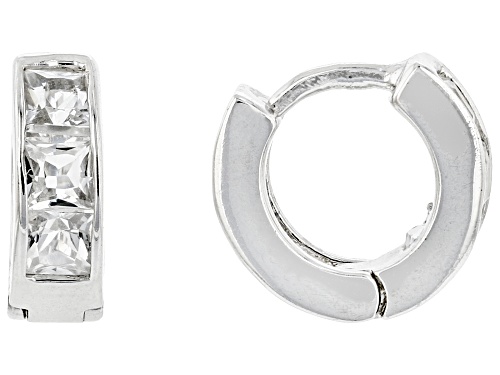0.68ctw Square White Topaz Rhodium Over Sterling Silver Huggie Earrings