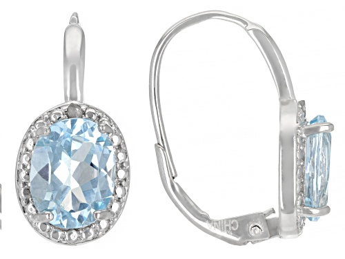 Photo of 4.23ctw Swiss Blue Topaz With .02ctw Diamond Accent Rhodium Over Sterling Silver Earrings