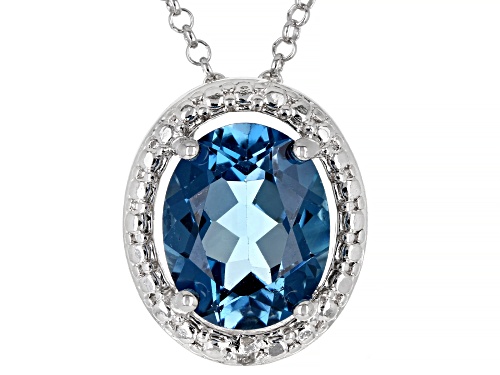 Photo of 2.88ct London Blue Topaz With .01ct Diamond Accent Rhodium Over Sterling Silver Pendant With Chain