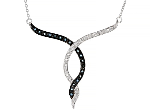 Photo of 0.18ctw London Blue Topaz With .01ctw Diamond Rhodium Over Sterling Silver Necklace - Size 18