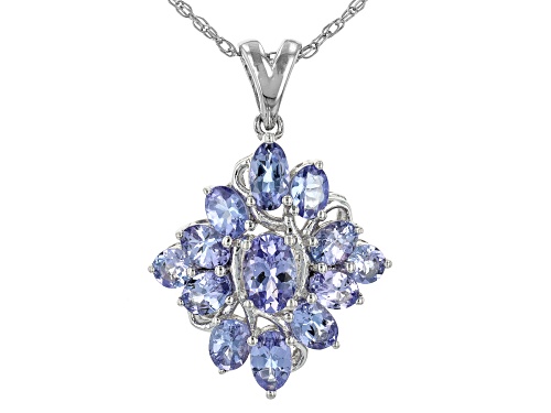 Photo of 1.92ctw Tanzanite With 0.26ctw White Topaz Rhodium Over Sterling Silver Pendant With Chain