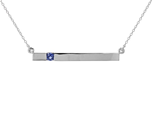 0.35ct Lab Created Blue Sapphire Rhodium Over Sterling Silver Necklace - Size 18