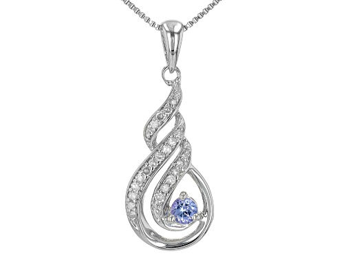 Photo of 0.10ctw Tanzanite With 0.15ctw Diamond Rhodium Over Sterling Silver Pendant With Chain