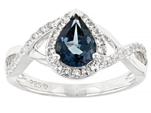 1.35ct London Blue Topaz With 0.33ctw White Topaz Rhodium Over Sterling Silver Ring - Size 8