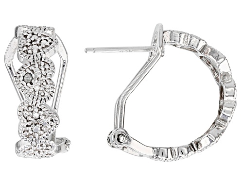 Photo of .02ctw  White Diamond Accent Rhodium Over Sterling Silver J-Hoop Earrings