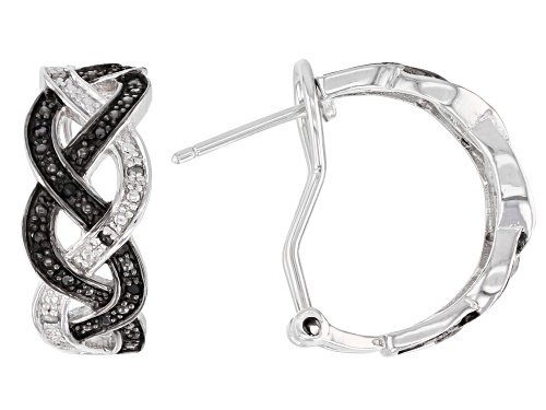 Photo of 0.17ctw Black Diamond With 0.08ctw White Diamond Accent Rhodium Over Sterling Silver J-Hoop Earrings