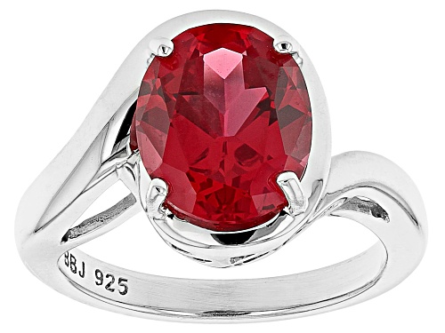 Photo of 4.16CT OVAL LAB CREATED PADPARADSCHA RHODIUM OVER STERLING SILVER SOLITAIRE RING - Size 8