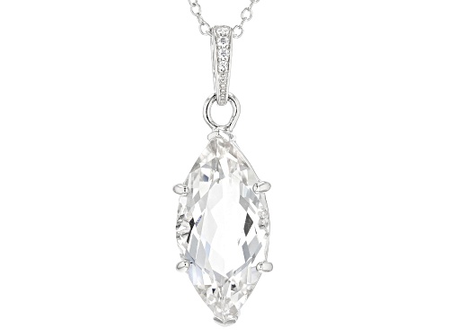 5.52ct Crystal Quartz with .03ctw White Zircon Rhodium Over Sterling Silver Pendant with Chain