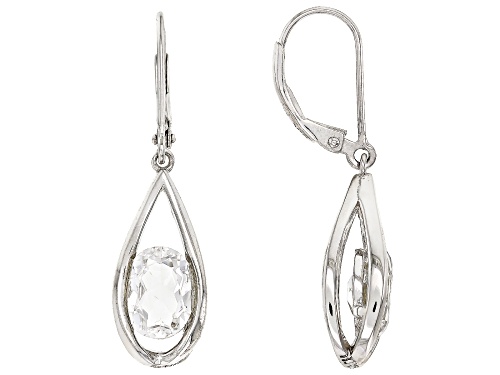 3.61ctw Oval Crystal Quartz Rhodium Over Sterling Silver Dangle Earrings