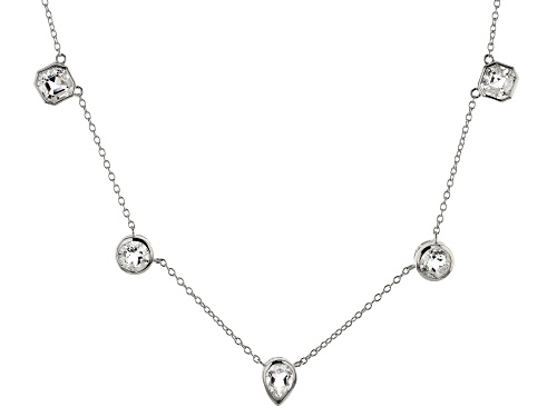 Photo of 16.73ctw Mixed Shapes Crystal Quartz Station Rhodium Over Silver Necklace - Size 36